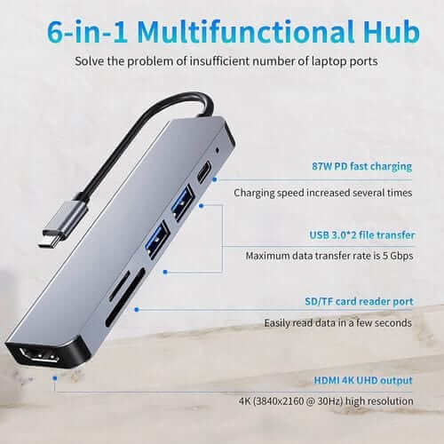TYPE-C ADAPTER 6 IN 1 SUPPORT 4K